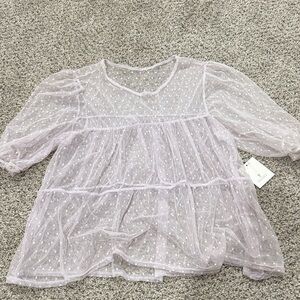 Willow Sheer Polka Dot Top in Light Purple
